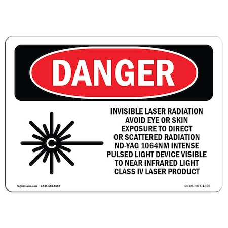 OSHA Danger, Invisible Laser Radiation Avoid Eye Exposure, 5in X 3.5in Decal, 10PK